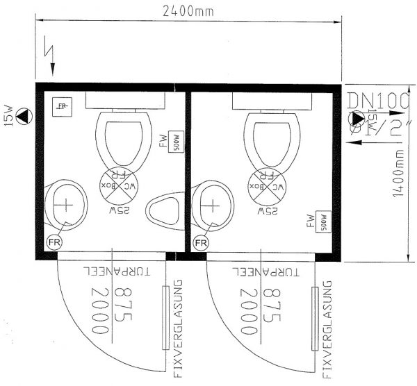 Sanitärcontainer 8 Fuss