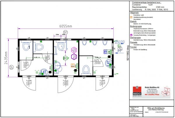 Sanitärcontainer 20 Fuss
