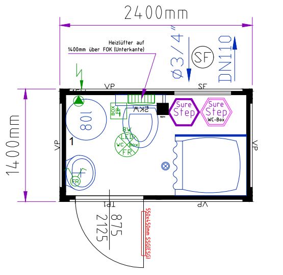 WC- & Duschcontainer 8 Fuss – Bild 6